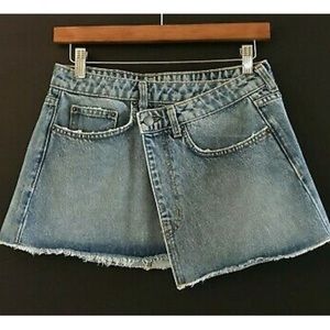 Carmar denim wrapped skirt